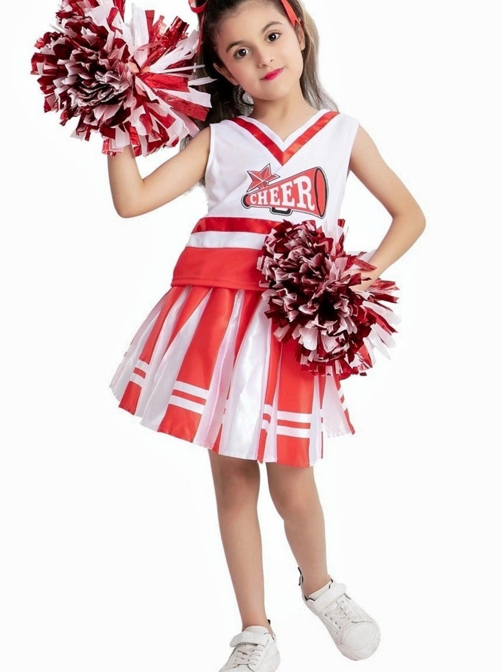 NWT Girls L 10-12 Spooktacular Cheerleader Costume Red White